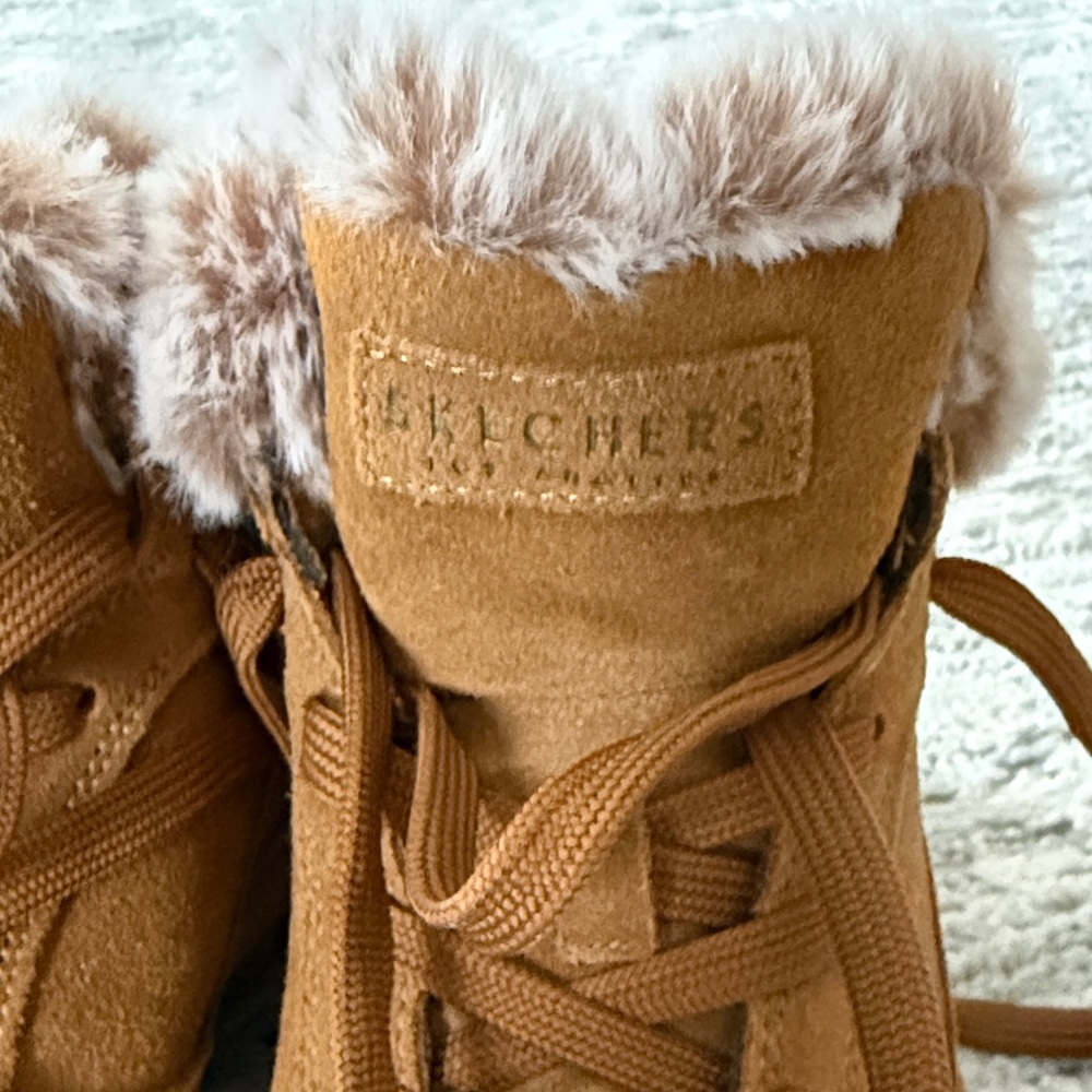Skechers Tan Faux-Fur Lace-Up Winter Boots - Picture 2 of 4
